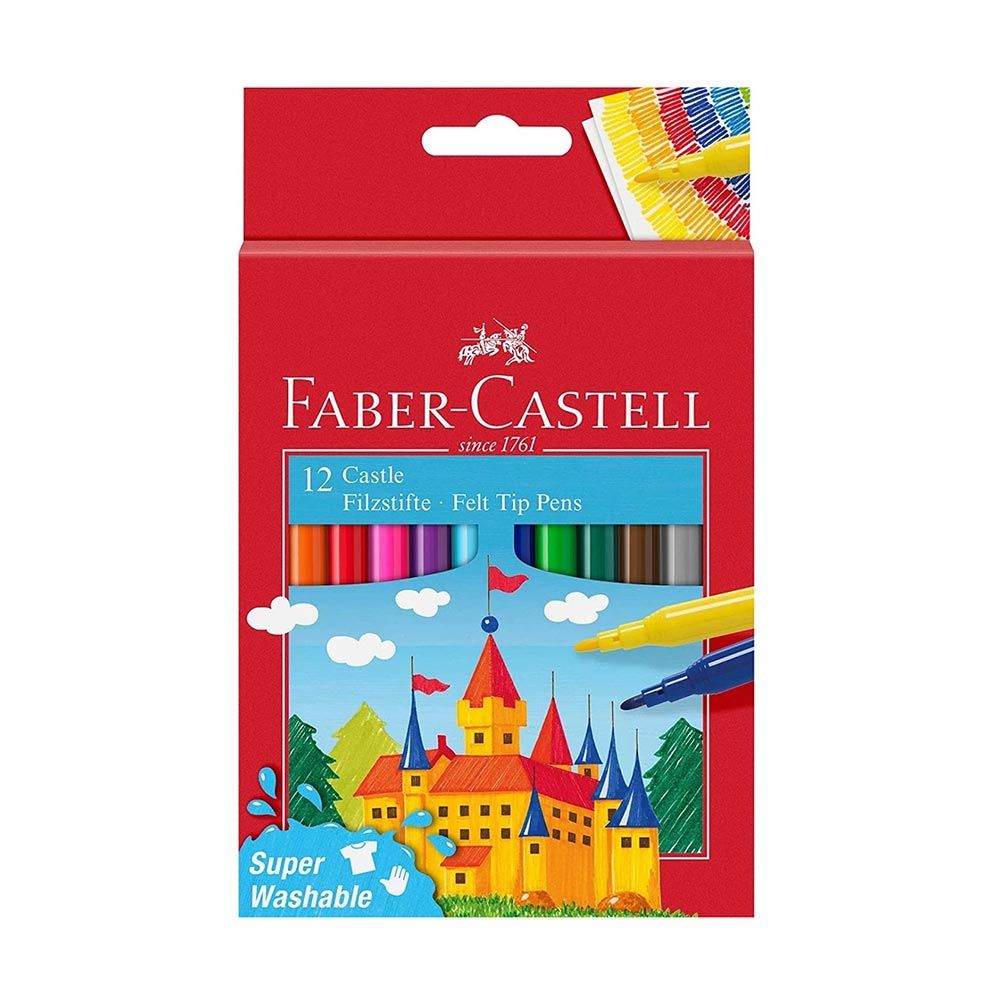 Μαρκαδόροι Ζωγραφικής Λεπτοί 12τμχ 554201 Faber-Castell - 77408