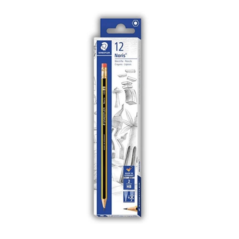 Ξύλινα Μολύβια Noris με Γόμα ΗΒ2 Σετ 12 τμχ 120-2 Staedtler - 124759