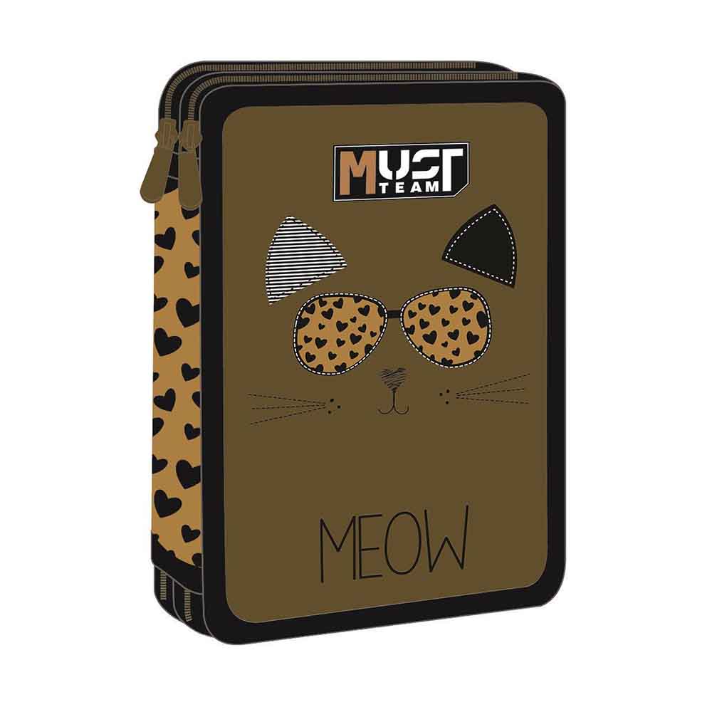 Κασετίνα Διπλή Γεμάτη Με 2 Θήκες Meow 587271 Must - 115080
