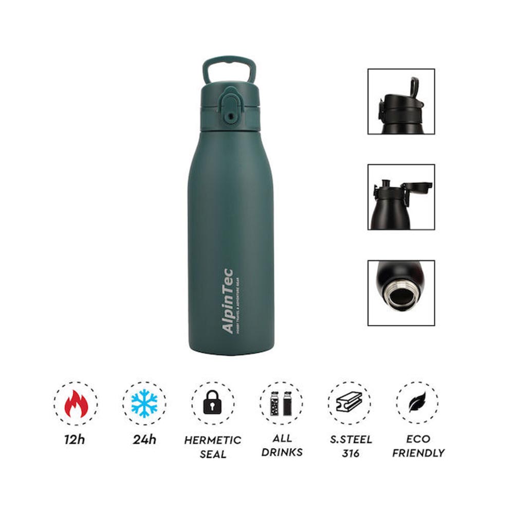 Ανοξείδωτο Μπουκάλι Θερμός Fellow 600ml Blackish Green 316/304 TH-601BGN AlpinPro - 1