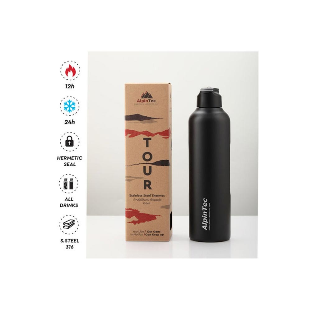 Παγούρι Θερμός Wayfarer 316/304 Black 1L TH-1000BL  AlpinPro - 1