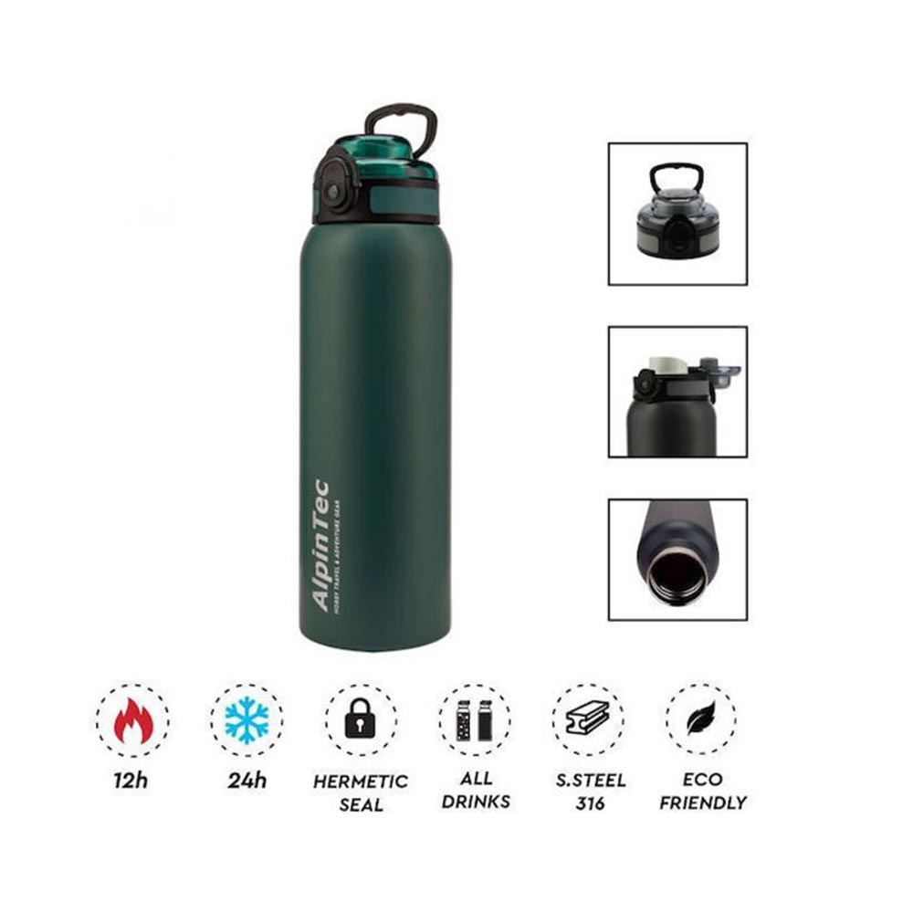 Παγούρι Θερμός Wayfarer 316/304 Blackish Green 1L TH-1000BGN AlpinPro - 1