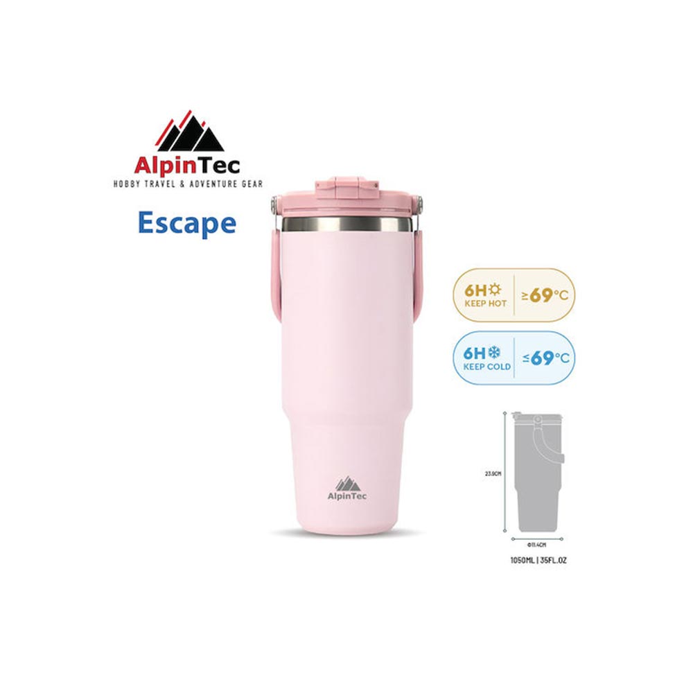 Ανοξείδωτο Ποτήρι Θερμός Tumbler Escape Pale Pink 1050ml TG-1050FL AlpinPro - 2