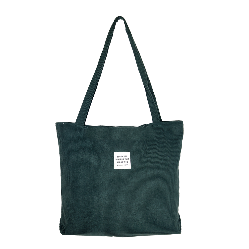 Τσάντα Μεγάλη Κοτλέ Σκούρο Πράσινο Χρώμα 892-152 - 114490