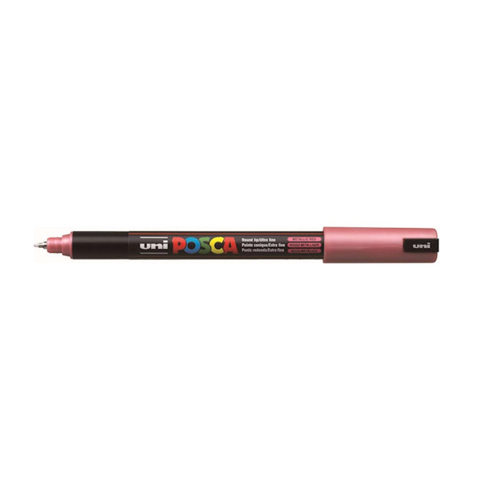 Μαρκαδόρος Σχεδίου Ανεξίτηλος Posca 0.7mm Metallic Red PC-1MR Uni - 97108