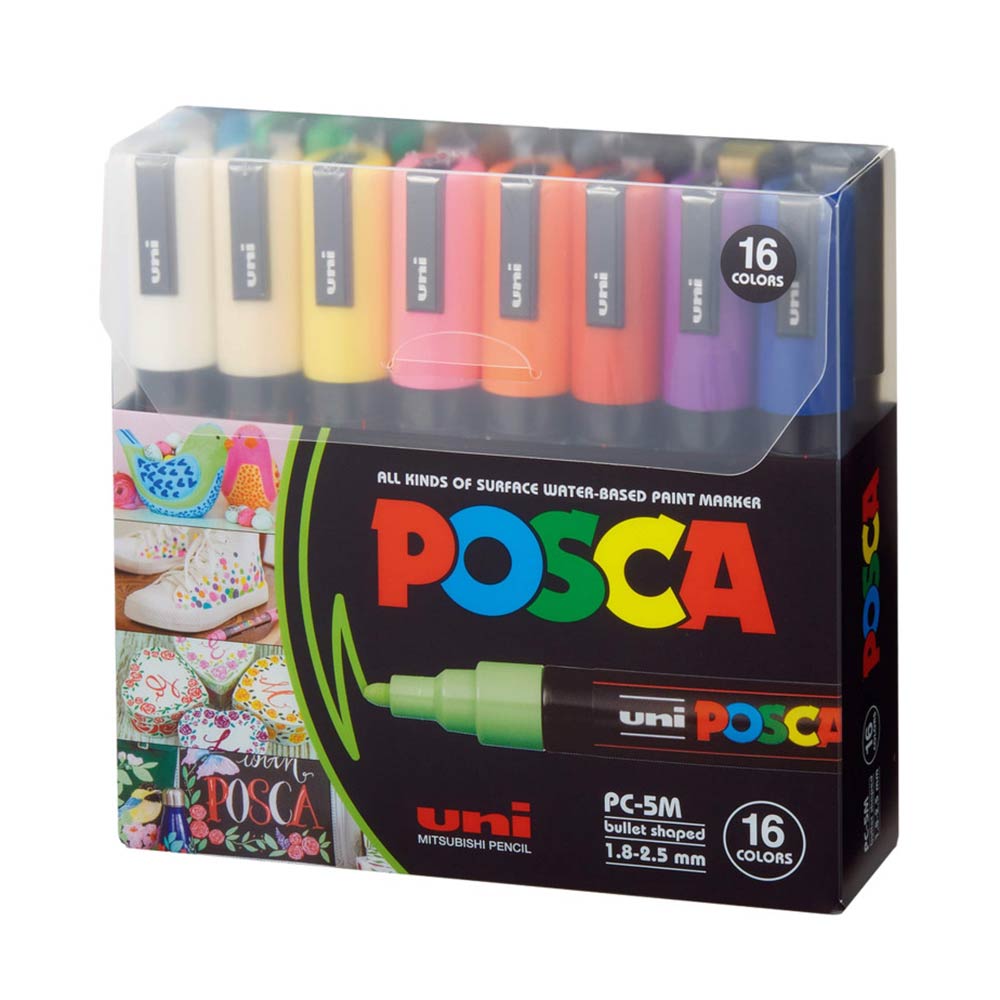 Σετ Μαρκαδόροι Σχεδίου Ανεξίτηλοι Posca 2.5mm 16τμχ PC-5M Uni - 90514