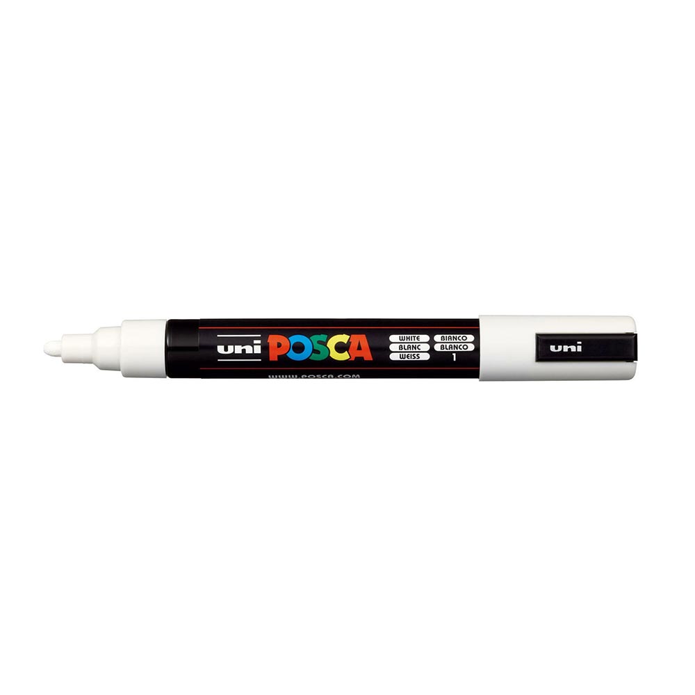 Μαρκαδοράκι Ανεξίτηλο Posca Medium 1.8-2.5mm Λευκό PC-5M Uni - 78982