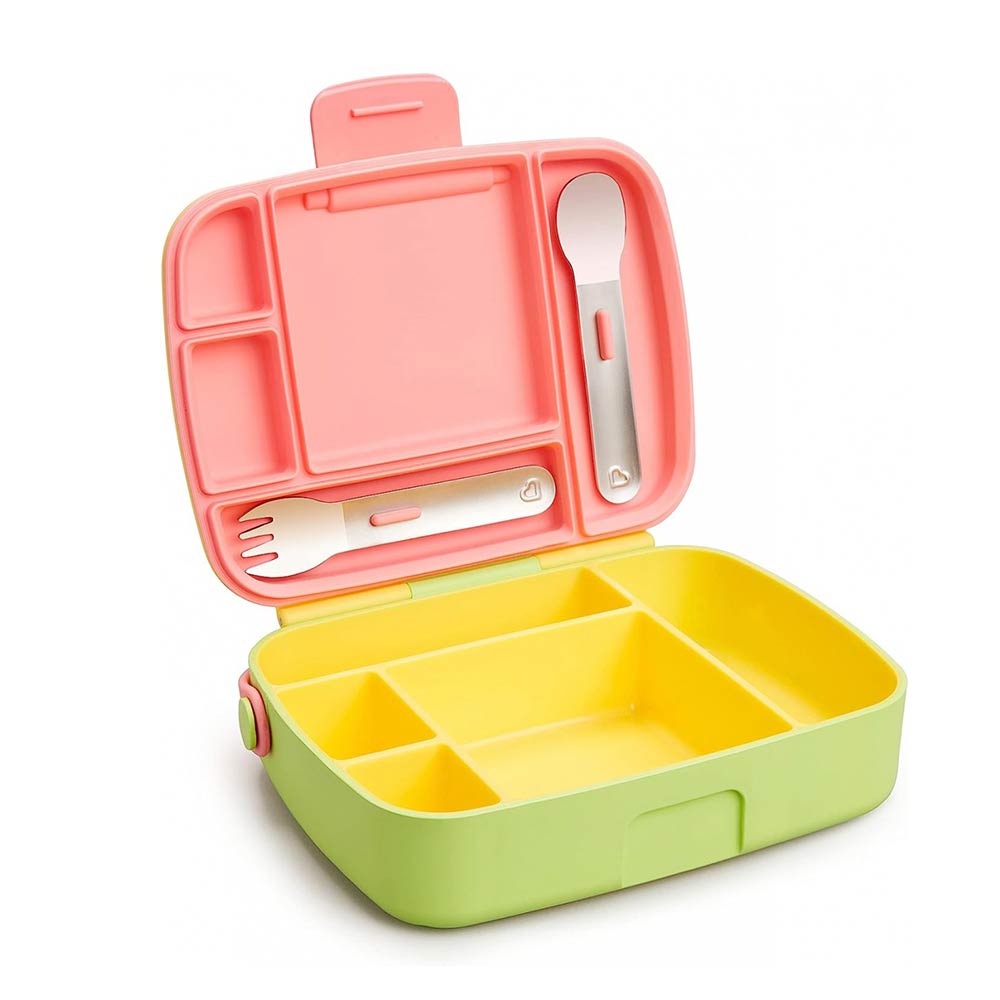 Σετ Φαγητού Bento Box με Κουτάλι/ Πιρούνι Yellow - Pink 12531 Munchkin - 1