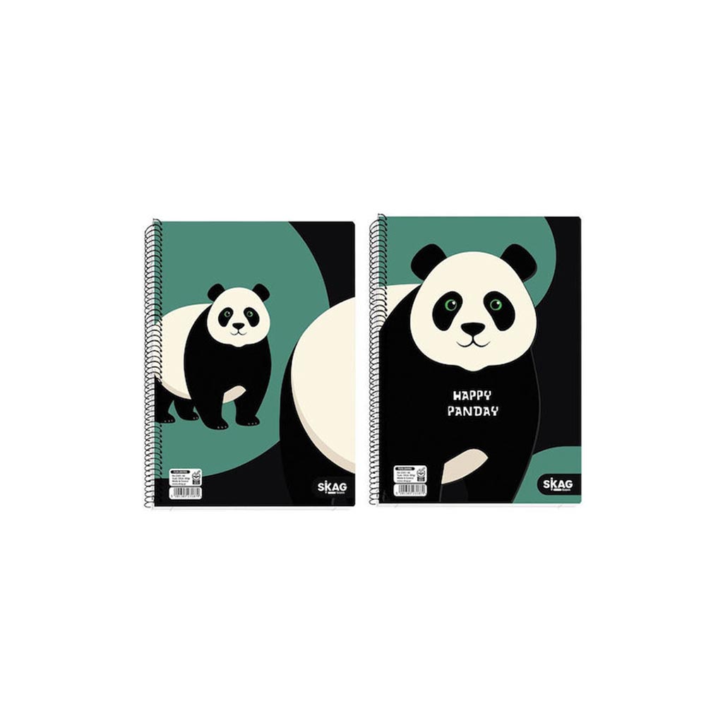 Τετράδιο Σπιράλ Happy Panda Ριγέ Α4 3Θ 90Φ 2τμχ. 309684 Skag - 102356