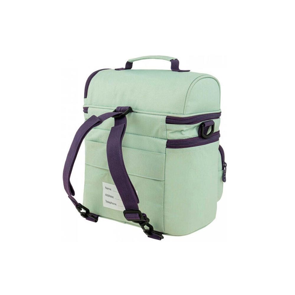 Τσαντάκι Φαγητού Χειρός/Ώμου/Πλάτης Double Cooler Ισοθερμικό Μέντα/Μώβ  9-07-096-6848 Polo - 1