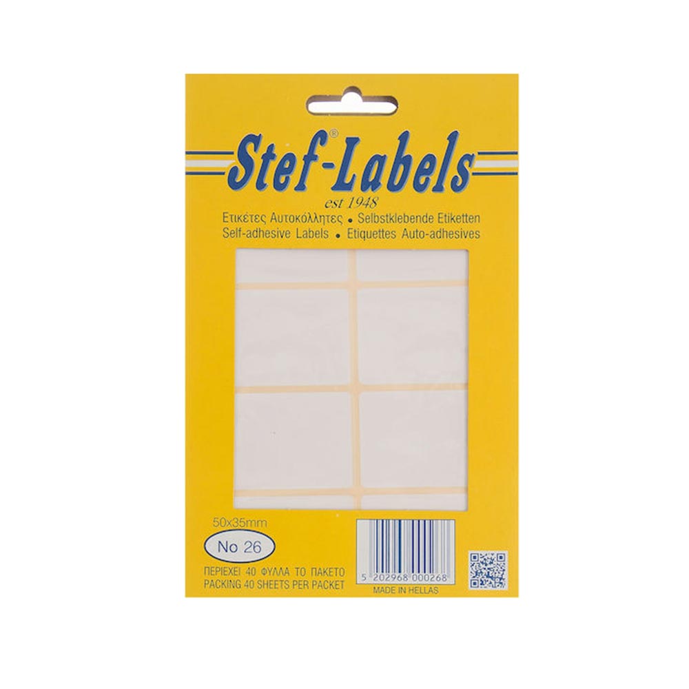 Αυτοκόλλητες Ετικέτες Λευκές Νο 26 35x50mm 40Φ Stef Labels - 124983