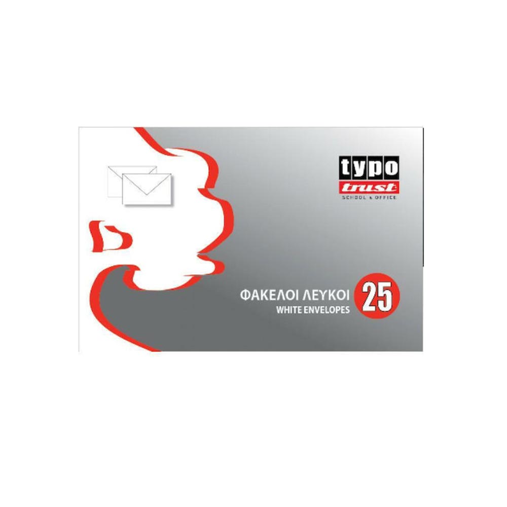 Φάκελλα Λευκά με Αυτοκόλλητο 25τμχ Α5 16.2X22.9 3005-10 Typotrust - 103064