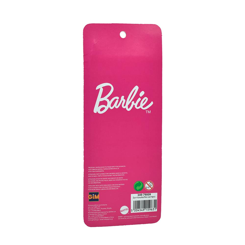 Στυλό Barbie 4τμχ 349-79009 Gim - 1