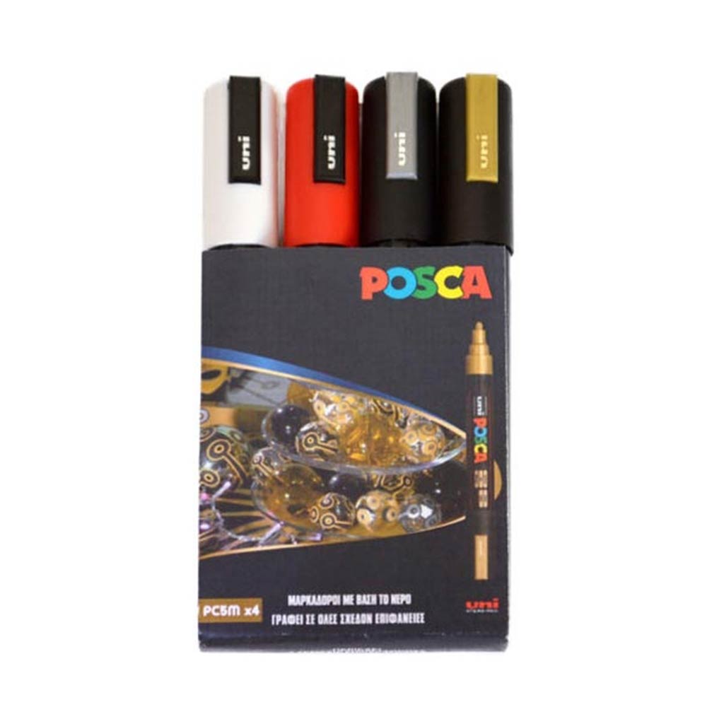 Σετ Μαρκαδόροι Σχεδίου Ανεξίτηλοι Posca X-Mas 2.5mm 4τμχ PC5M Uni - 90503