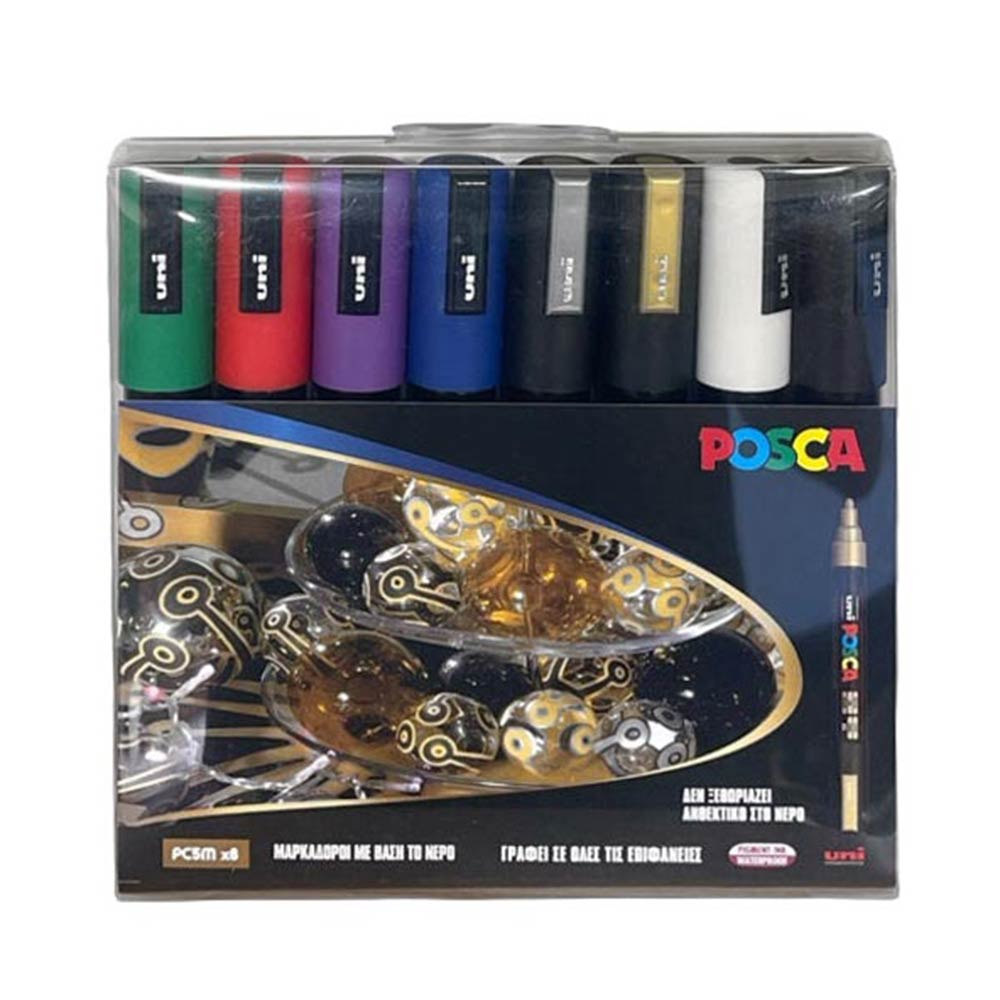 Σετ Μαρκαδόροι Σχεδίου Ανεξίτηλοι Posca X-Mas 1.8-2.5mm 8τμχ PC-5M Uni - 90516