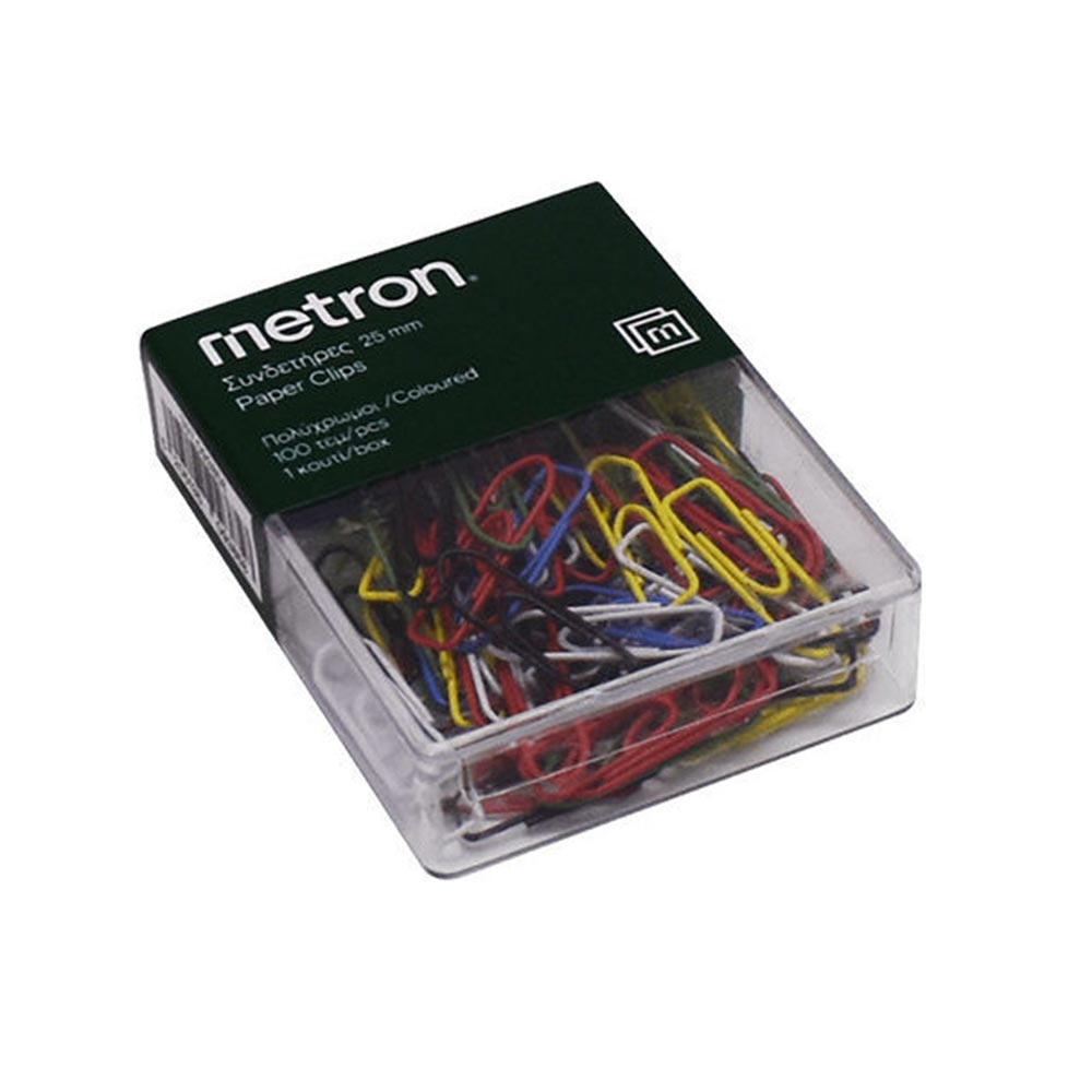 Πολύχρωμοι Συνδετήρες 25mm 100τμχ 93858 Metron - 124745