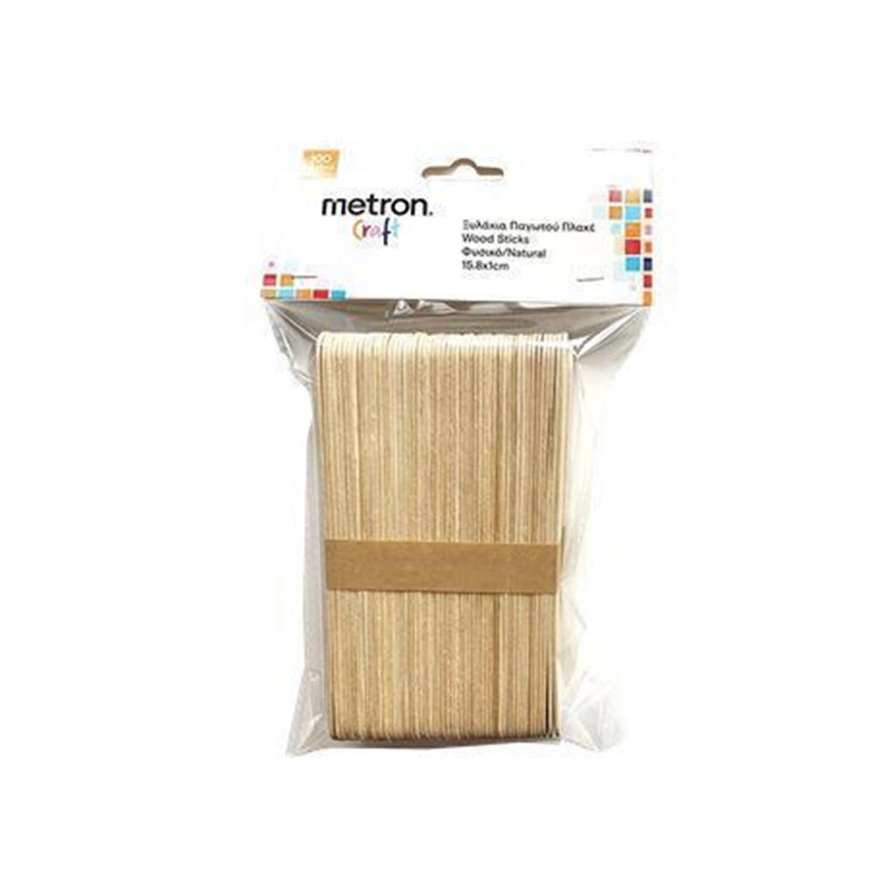 Craft Ξυλάκια Παγωτού Πλακέ 100τμχ 15x8x1.5 Metron - 124908