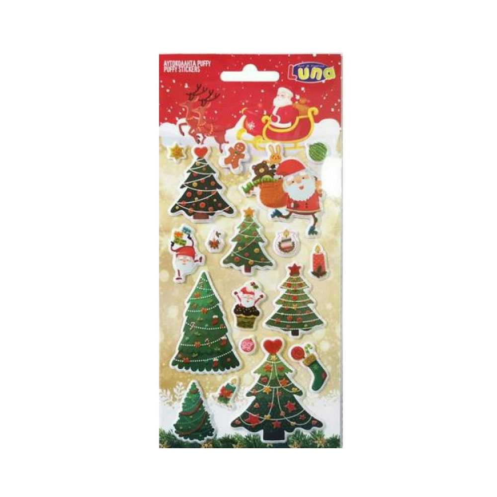 Αυτοκόλλητα Χριστουγεννιάτικα Trees - Puffy Glitter 10x22 621136 Luna - 65785