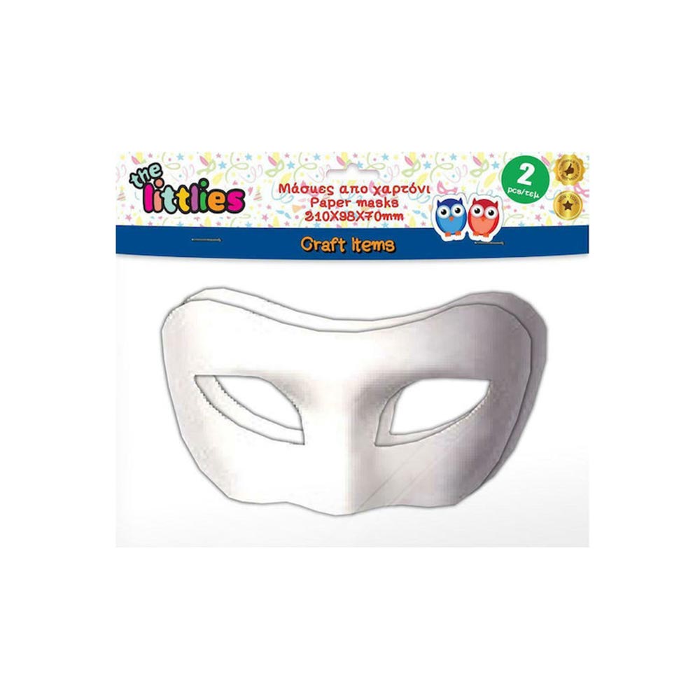 Αποκριάτικη Λευκή Χάρτινη Μάσκα Χειροτεχνίας 2τμχ 646745 The Littlies - 111785