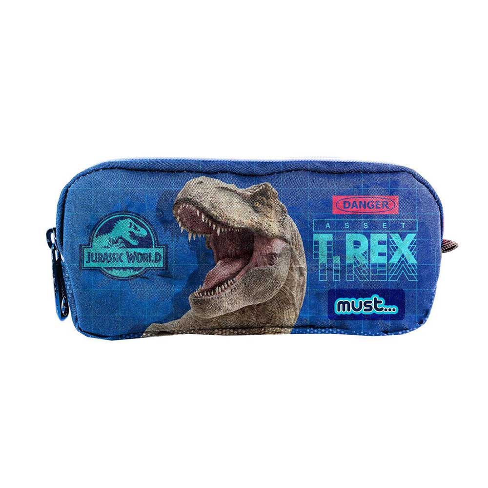 Κασετίνα Οβάλ με 2 Θήκες Jurassic T.Rex Μπλε 570789 Must - 38530
