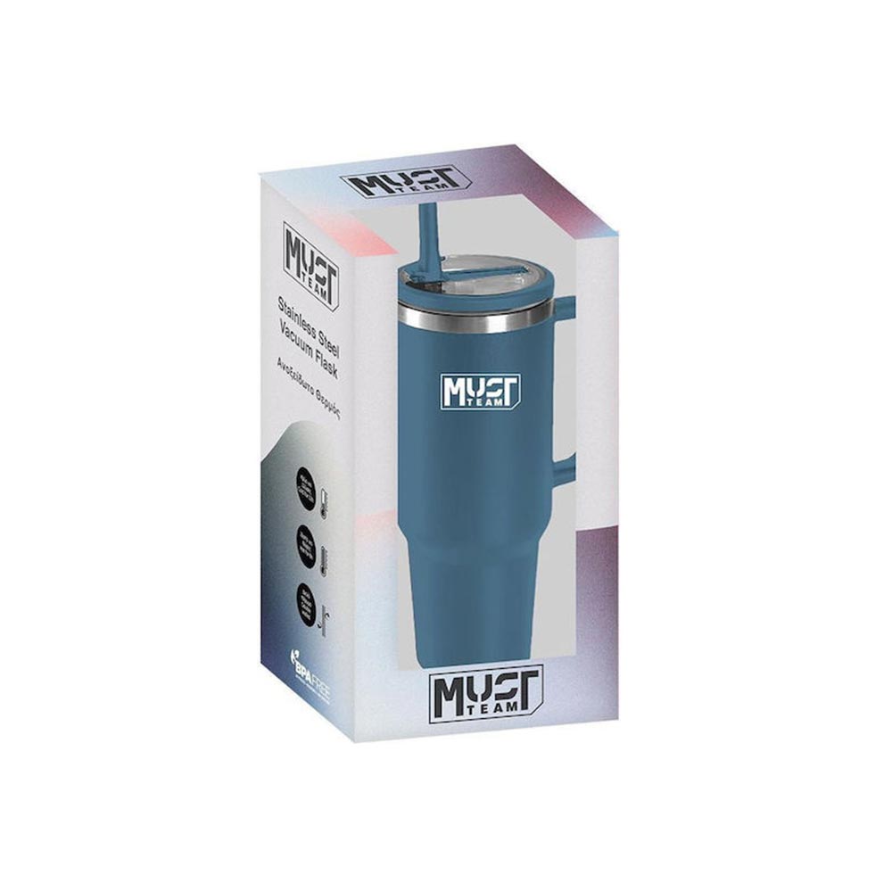 Ποτήρι Ανοξείδωτο Θερμός με Καλαμάκι Μπλε 900ml 587164 Must  - 1