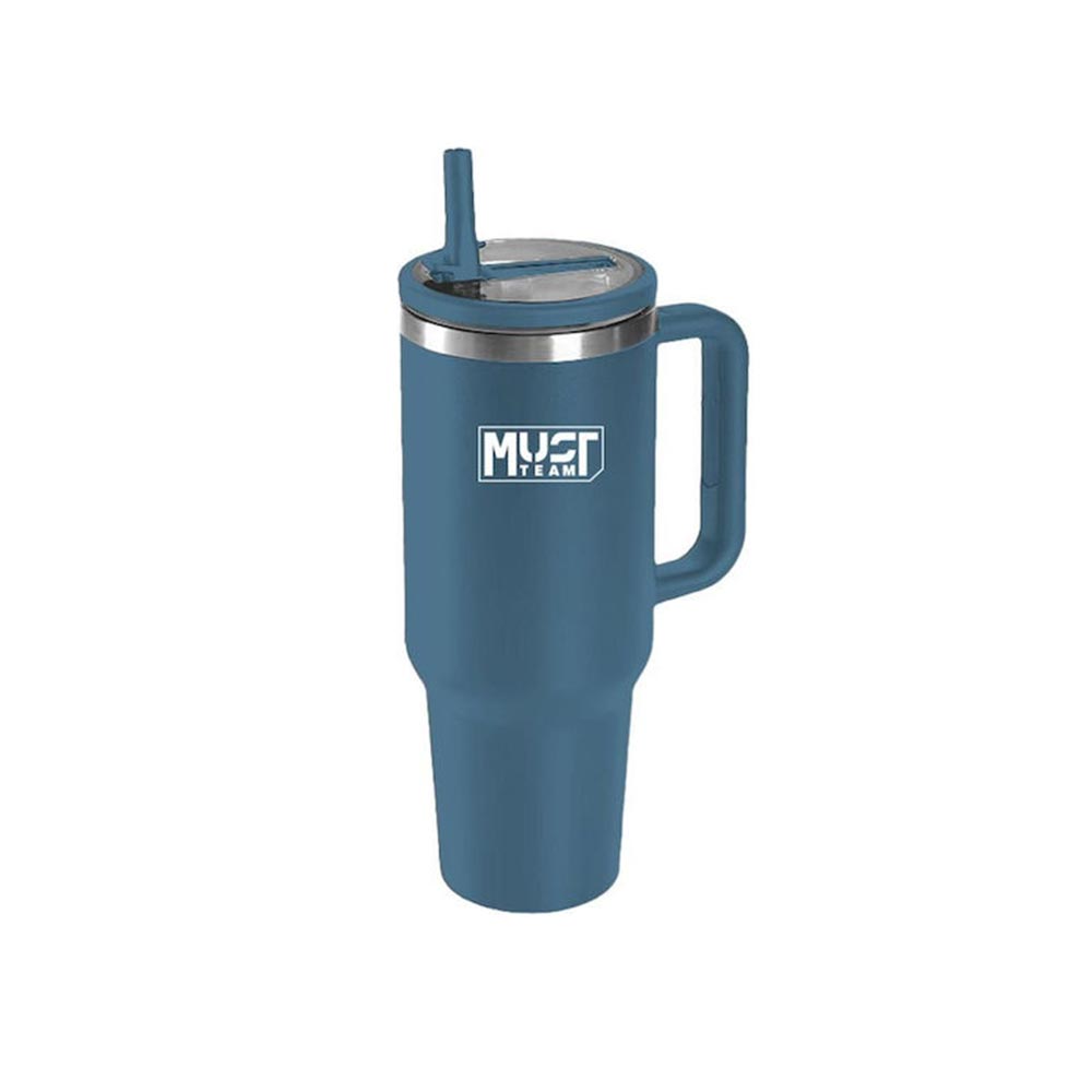 Ποτήρι Ανοξείδωτο Θερμός με Καλαμάκι Μπλε 900ml 587164 Must  - 111631