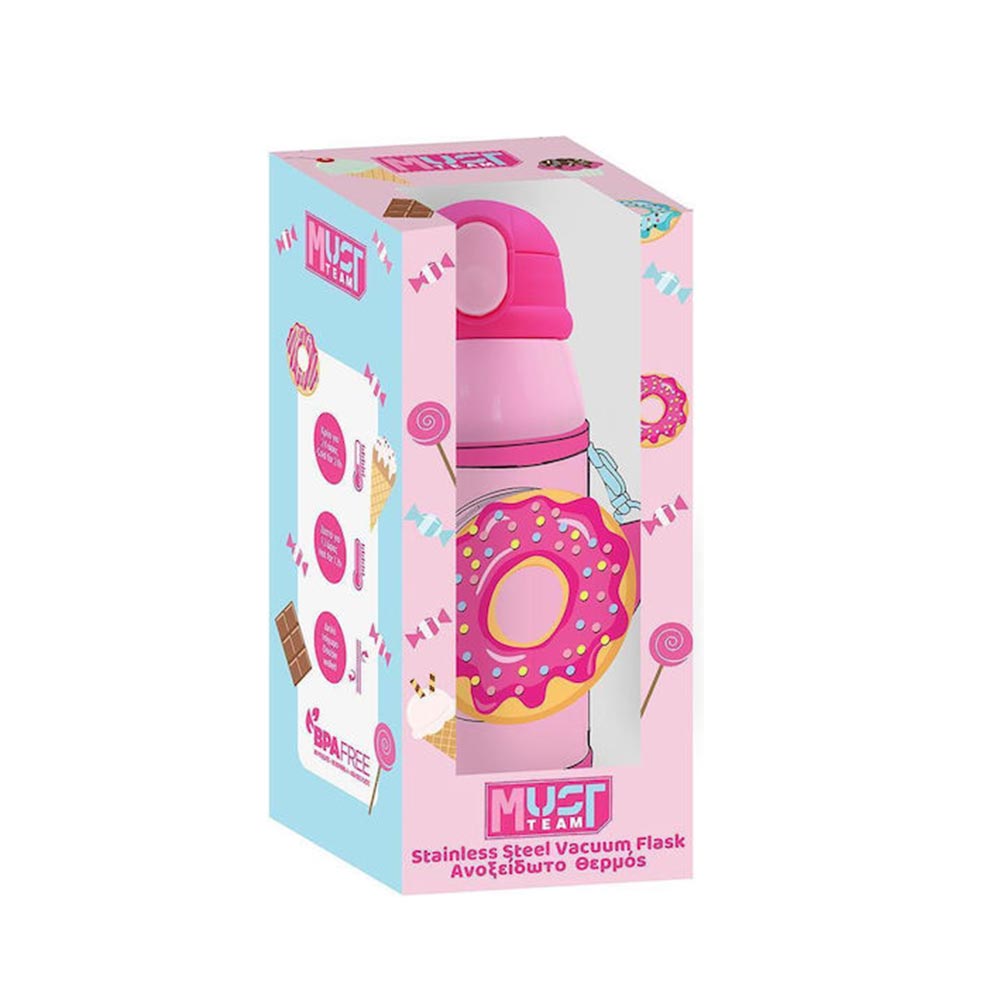 Ανοξείδωτο Παγούρι Θερμός με Καλαμάκι 500ml Cupcake 587492 Must - 1
