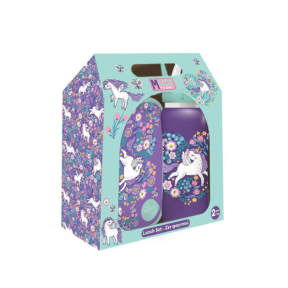 Παιδικό Σετ Φαγητοδοχείο 800ml & Παγούρι 500ml Purple Unicorn 587570 Must - 120729