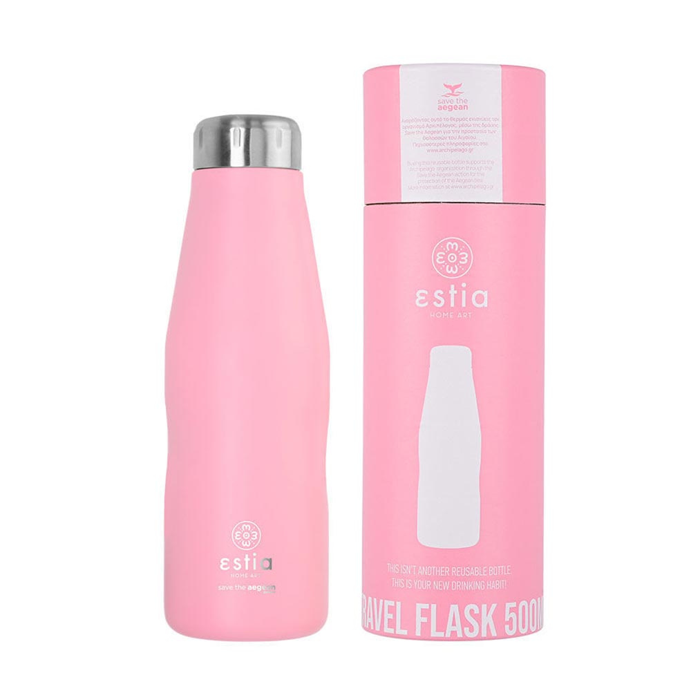 Μπουκάλι Θερμός Ανοξείδωτο Travel Flask Save The Aegean - Blossom Rose 500ml 7812 Estia - 1