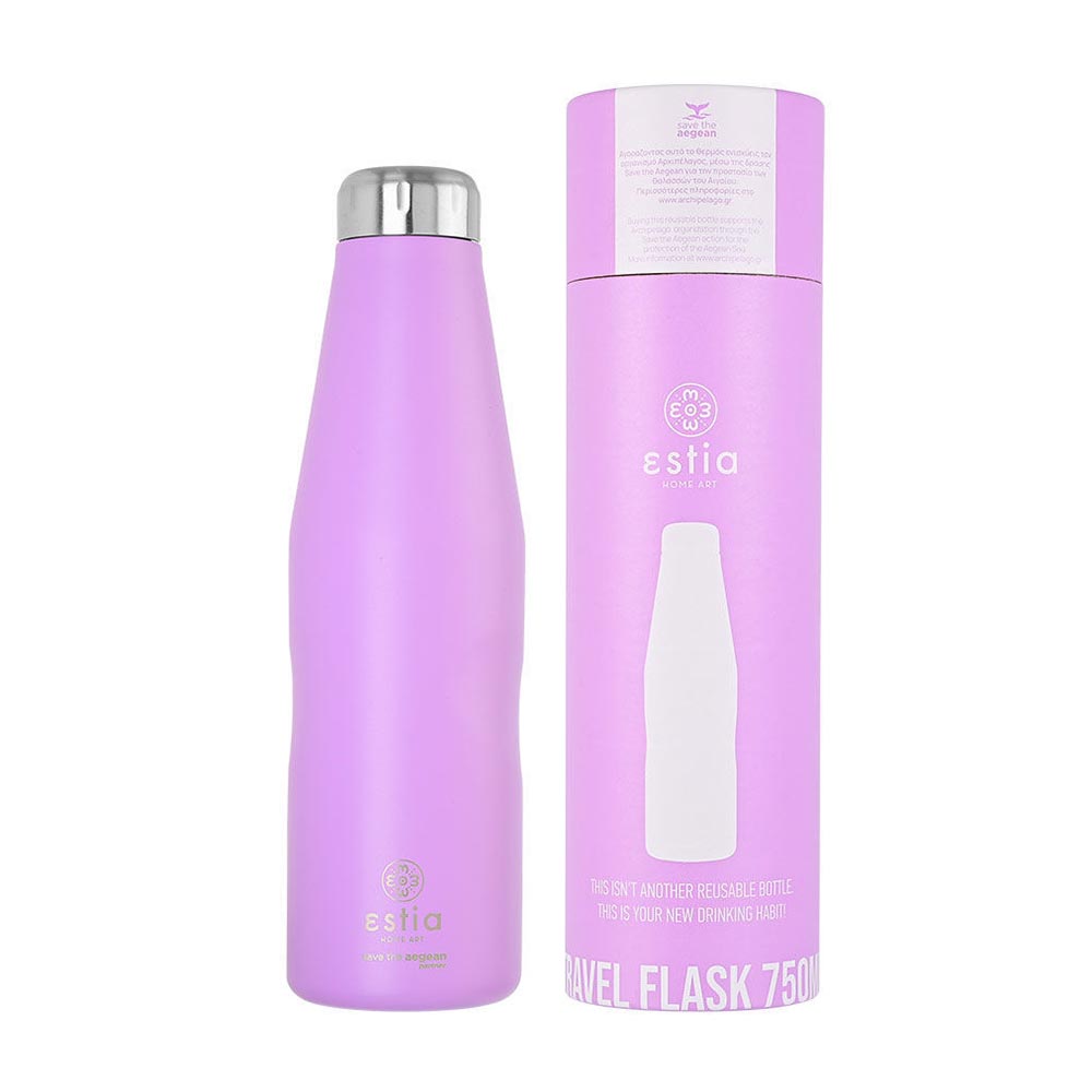 Μπουκάλι Θερμός Ανοξείδωτο Travel Flask Save The Aegean - Lavender Purple 750ml 9830 Estia - 1