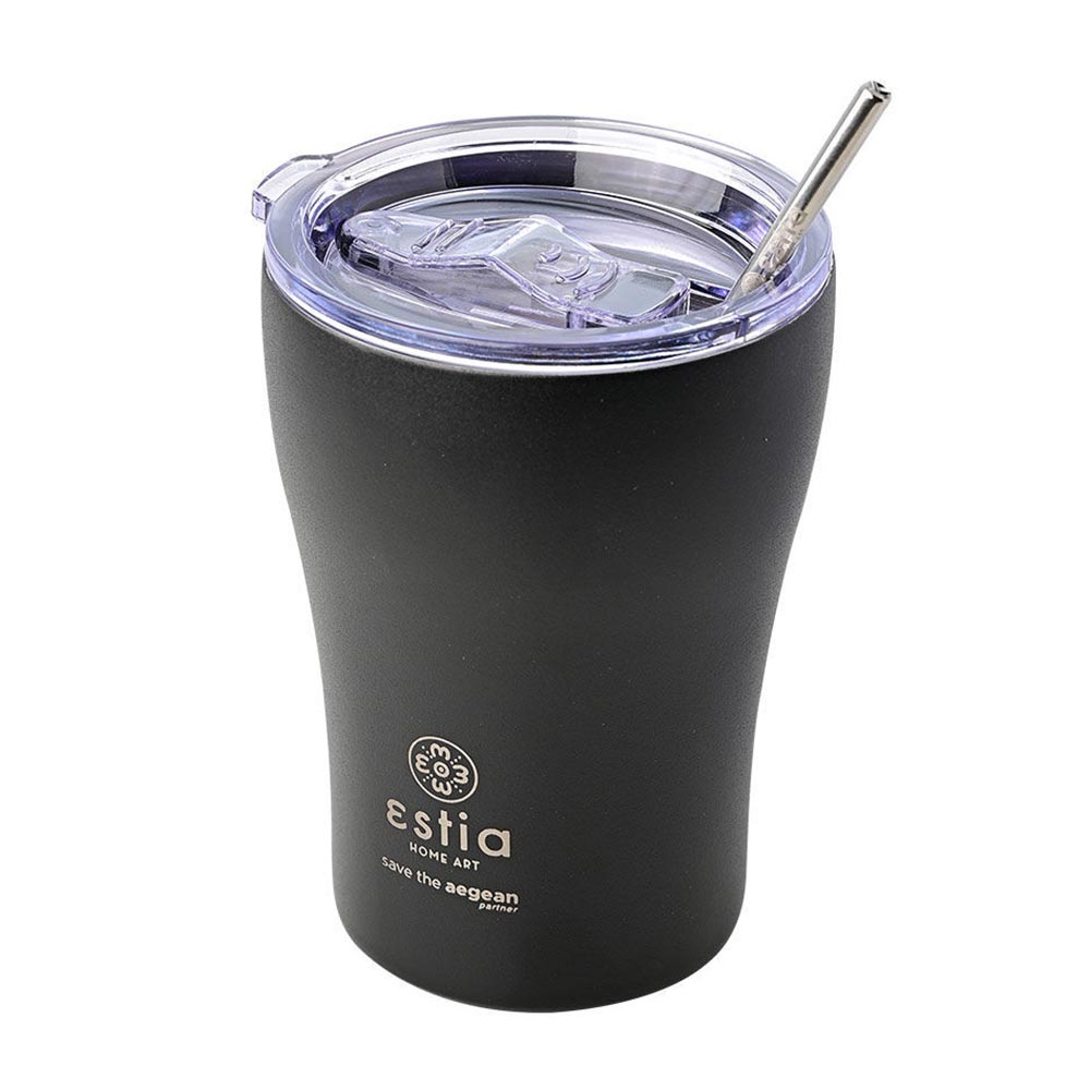 Ποτήρι Θερμός Ανοξείδωτο Coffee Mug Save The Aegean - Midnight Black 350ml 12083 Estia - 0