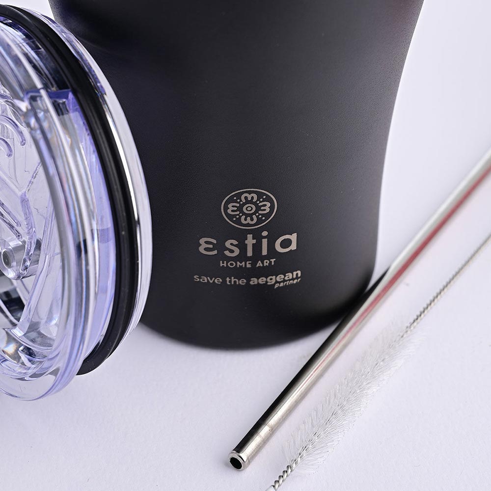 Ποτήρι Θερμός Ανοξείδωτο Coffee Mug Save The Aegean - Midnight Black 350ml 12083 Estia - 2