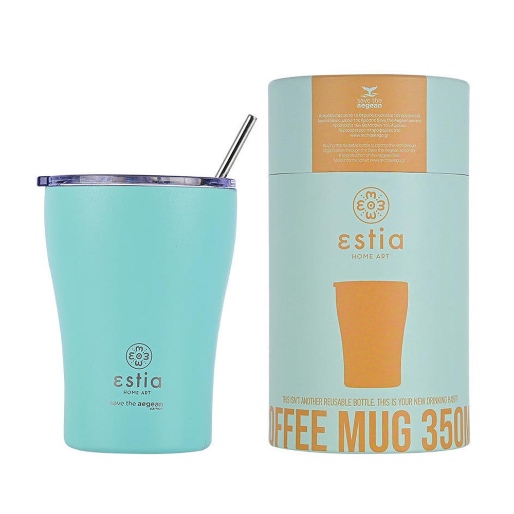 Ποτήρι Θερμός Ανοξείδωτο Coffee Mug Save The Aegean	- Bermuda Green 350ml 12106 Estia - 1