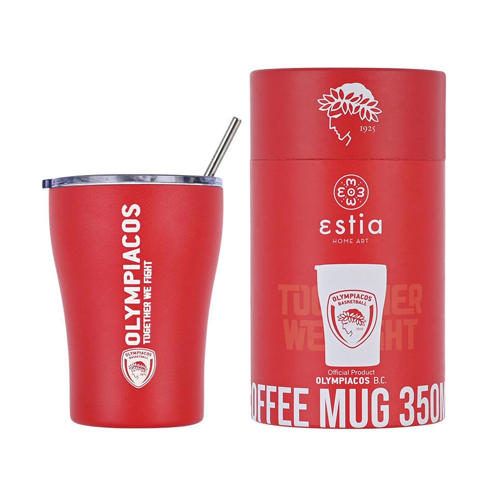 Ποτήρι Θερμός Ανοξείδωτο Coffee Mug Olympiacos BC Edition 350ml 13264 Estia - 1
