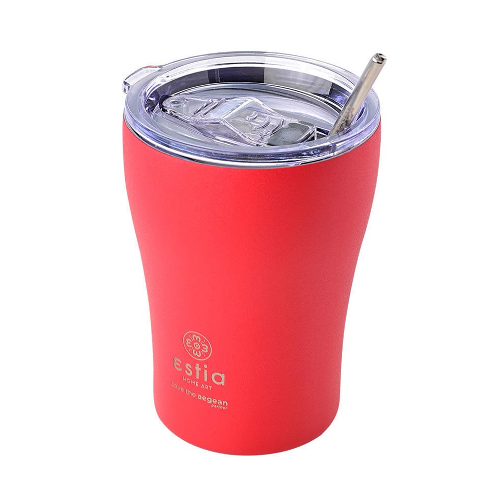 Ποτήρι Θερμός Ανοξείδωτο Coffee Mug Save The Aegean - Scarlet Red 350ml 16845 Estia - 0