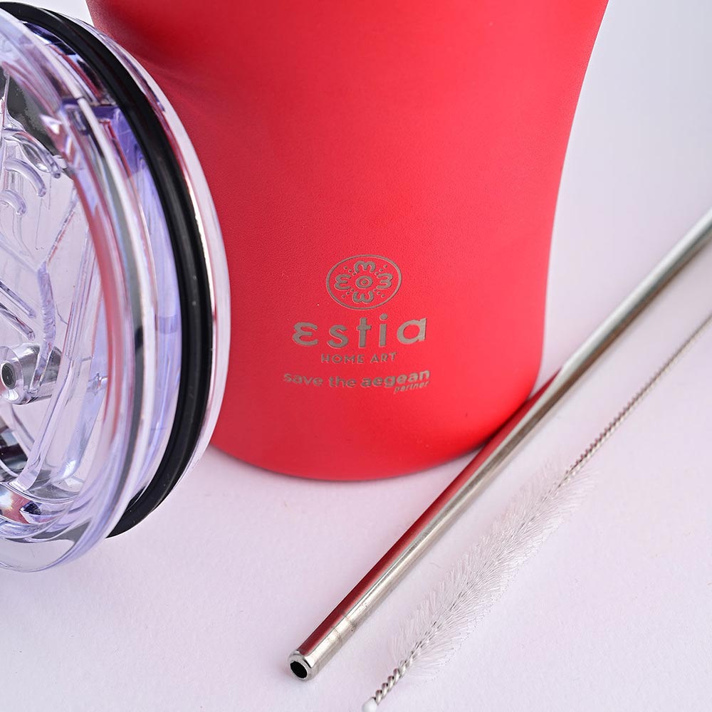 Ποτήρι Θερμός Ανοξείδωτο Coffee Mug Save The Aegean - Scarlet Red 350ml 16845 Estia - 2