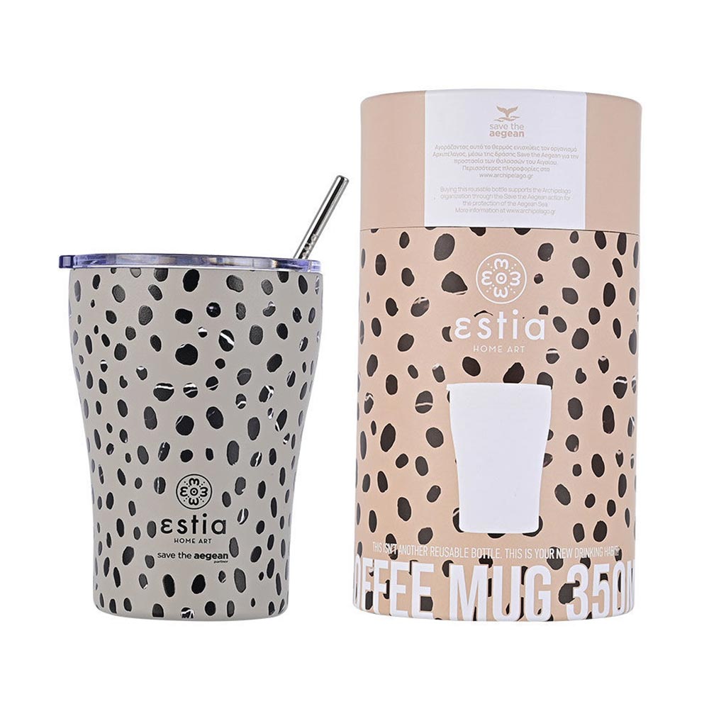 Ποτήρι Θερμός Ανοξείδωτο Coffee Mug Save The Aegean - Leopard Taupe 350ml 16852 Estia - 1