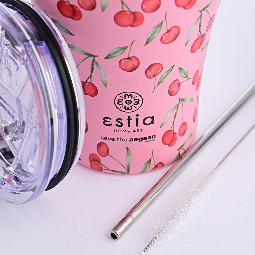 Ποτήρι Θερμός Ανοξείδωτο Coffee Mug Save The Aegean	- Cherry rose 350ml 16876 Estia - 2