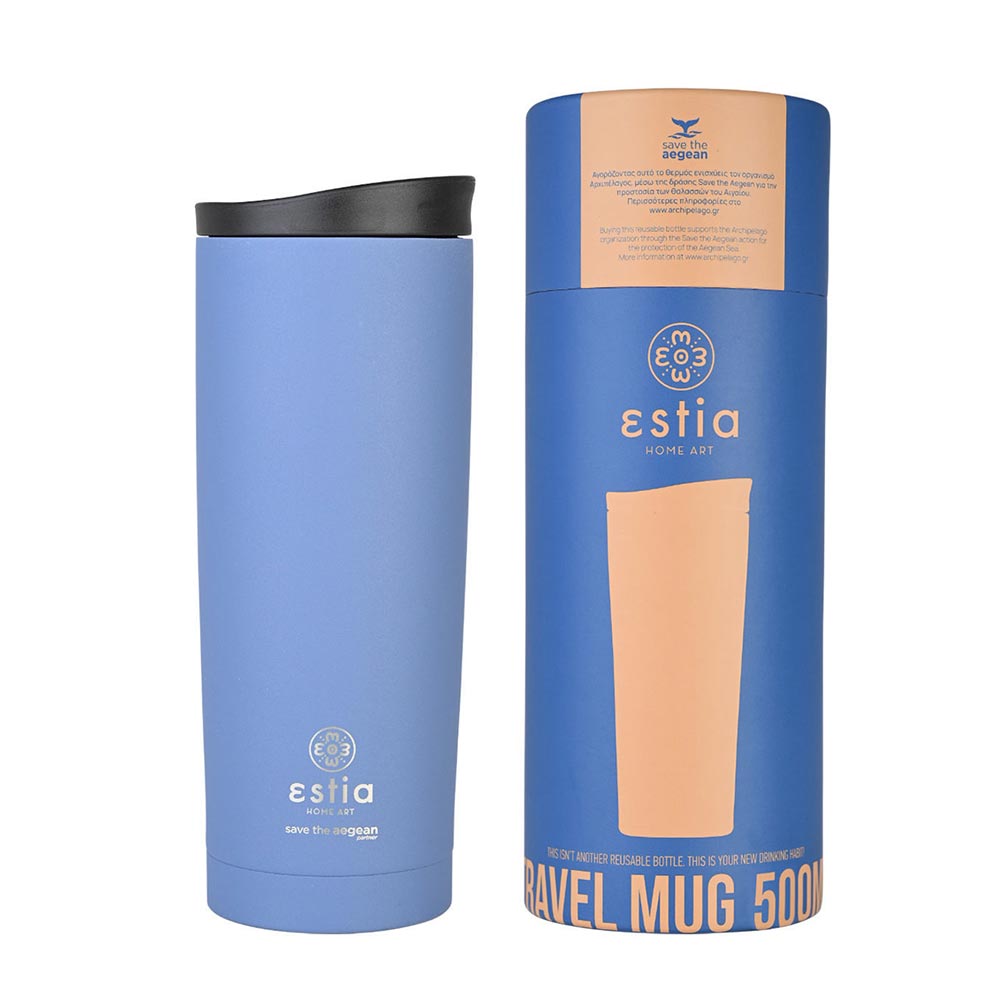 Ποτήρι Θερμός Ανοξείδωτο Travel Mug Save The Aegean - Denim Blue 500ml 20323 Estia - 1