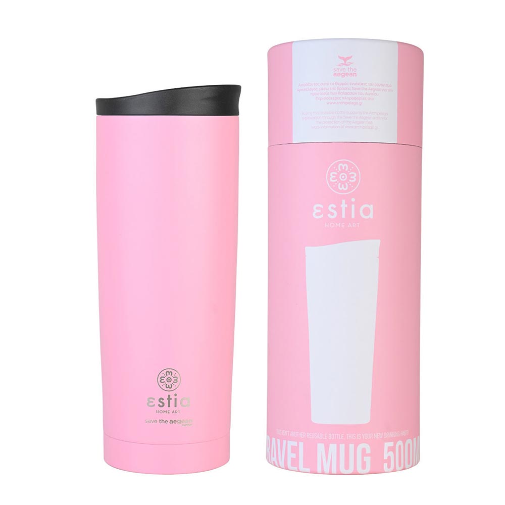 Ποτήρι Θερμός Ανοξείδωτο Travel Mug Save The Aegean - Blossom Rose 500ml 20354 Estia - 1