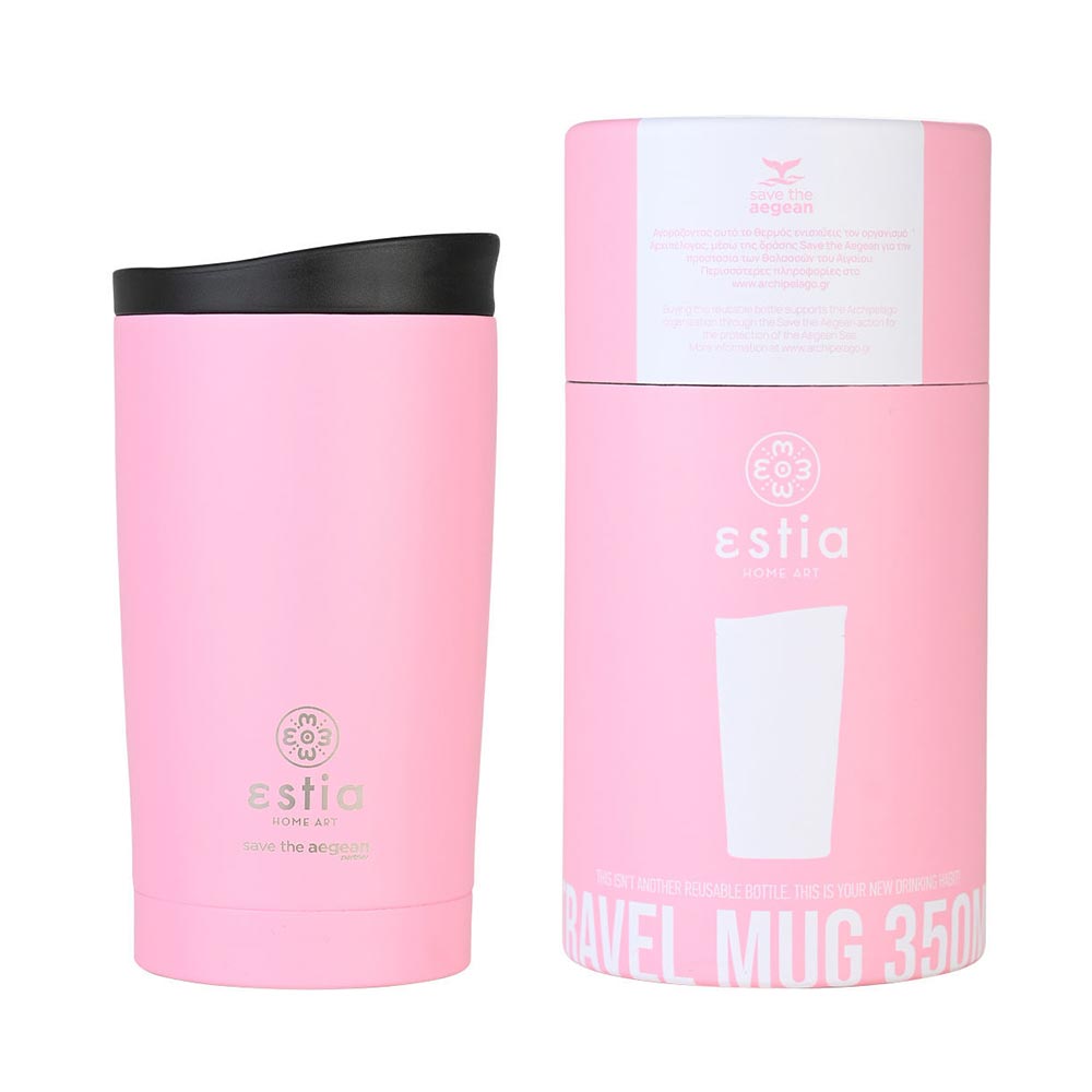 Ποτήρι Θερμός Ανοξείδωτο Travel Mug Save The Aegean - Blossom Rose 350ml 20408 Estia - 1