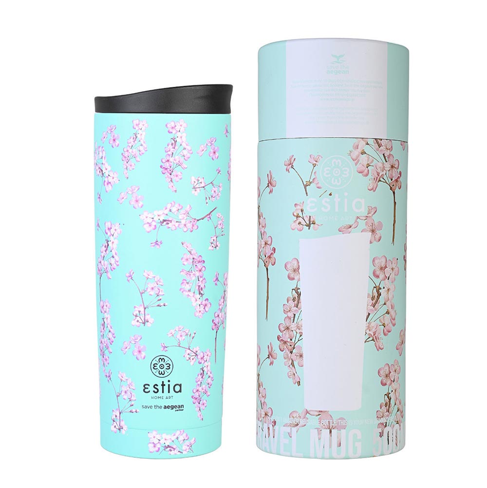 Ποτήρι Θερμός Ανοξείδωτο Travel Mug Save The Aegean - Blossom Green 500ml 20422 Estia - 1