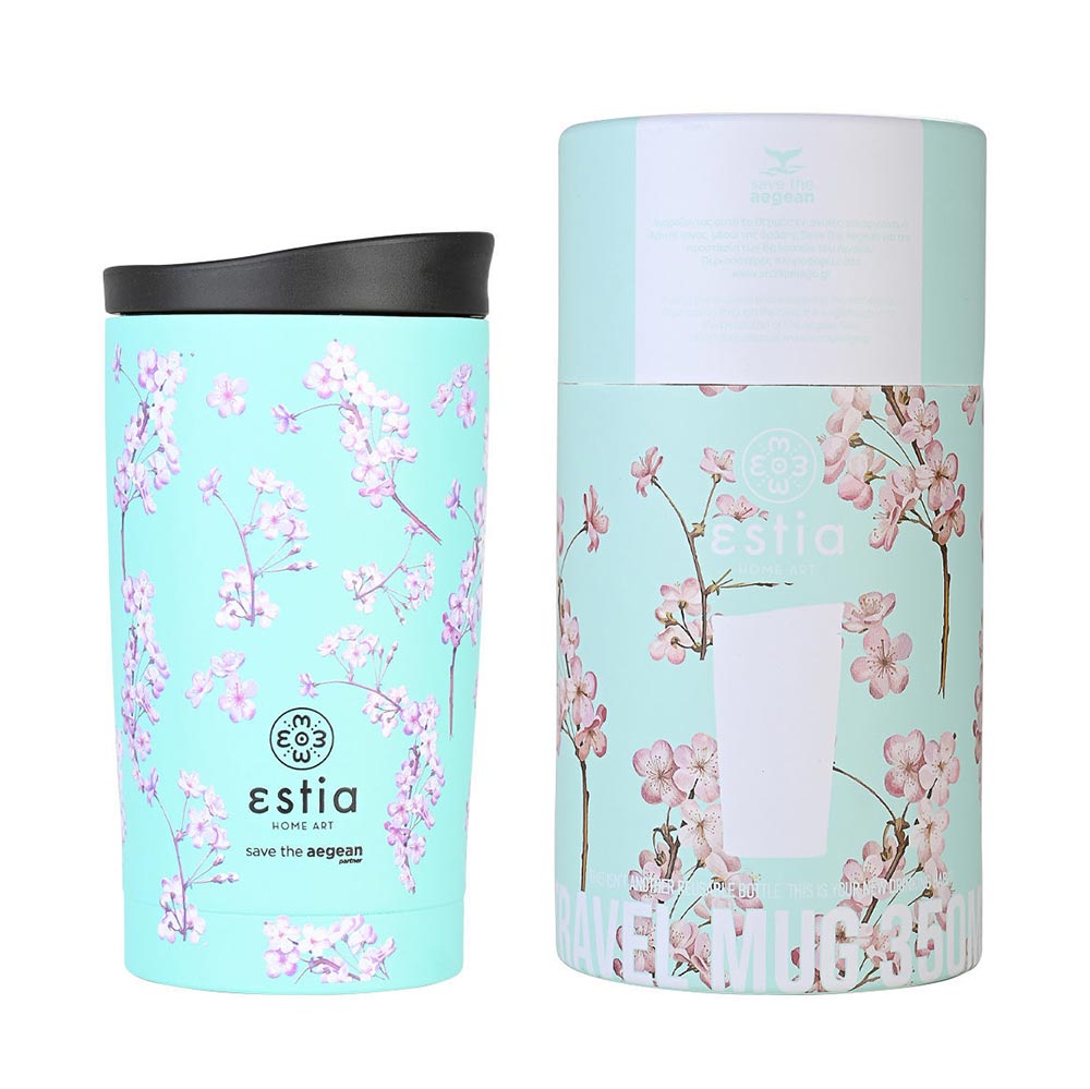 Ποτήρι Θερμός Ανοξείδωτο Travel Mug Save The Aegean - Blossom Green 350ml 20446 Estia - 1