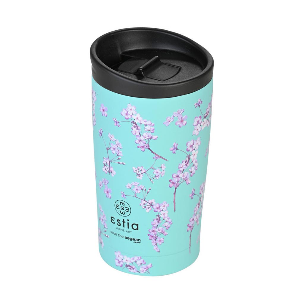 Ποτήρι Θερμός Ανοξείδωτο Travel Mug Save The Aegean - Blossom Green 350ml 20446 Estia - 86754