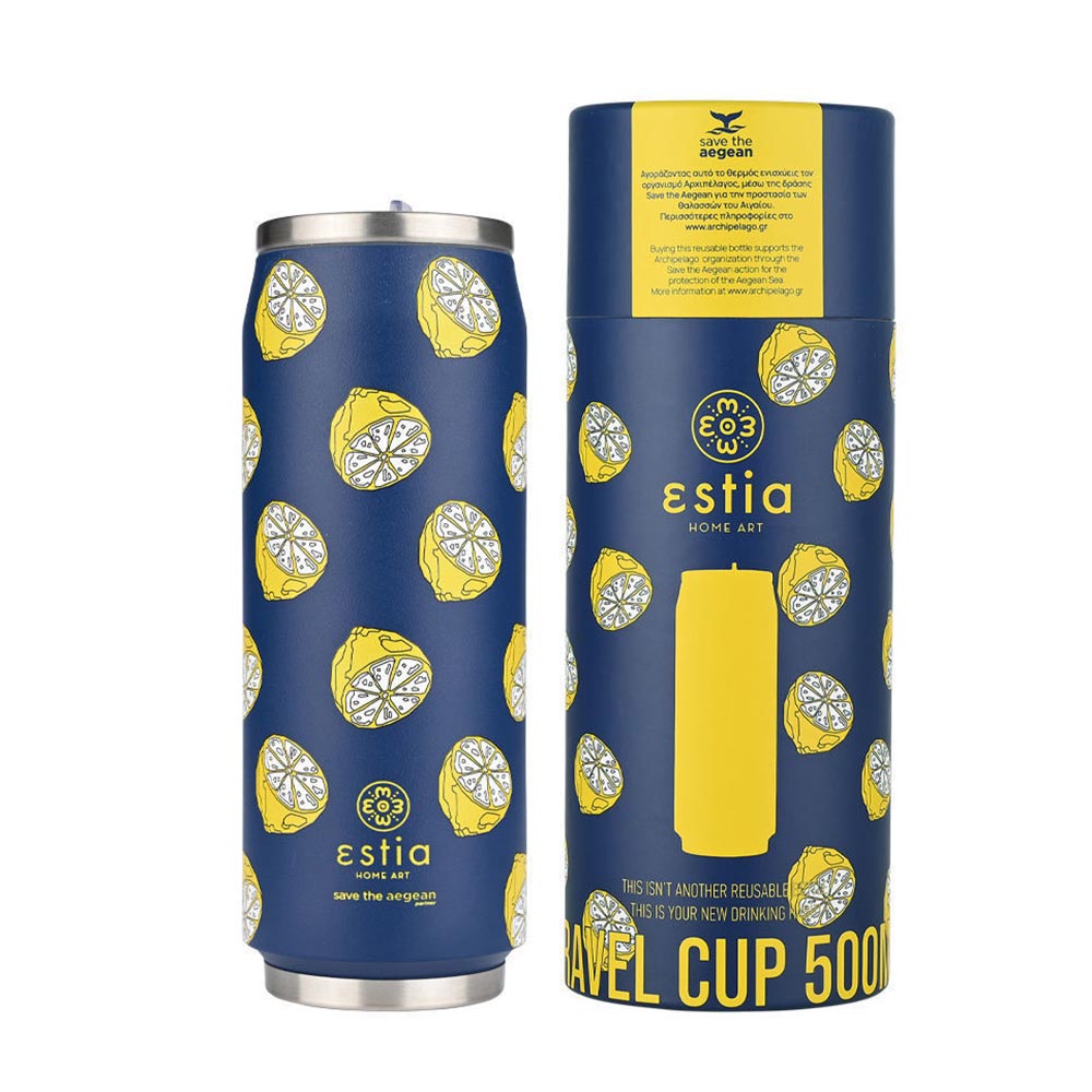 Ποτήρι Θερμός Ανοξείδωτο Travel Cup Save The Aegean - Citrus Infusion 500ml 22693 Estia - 1