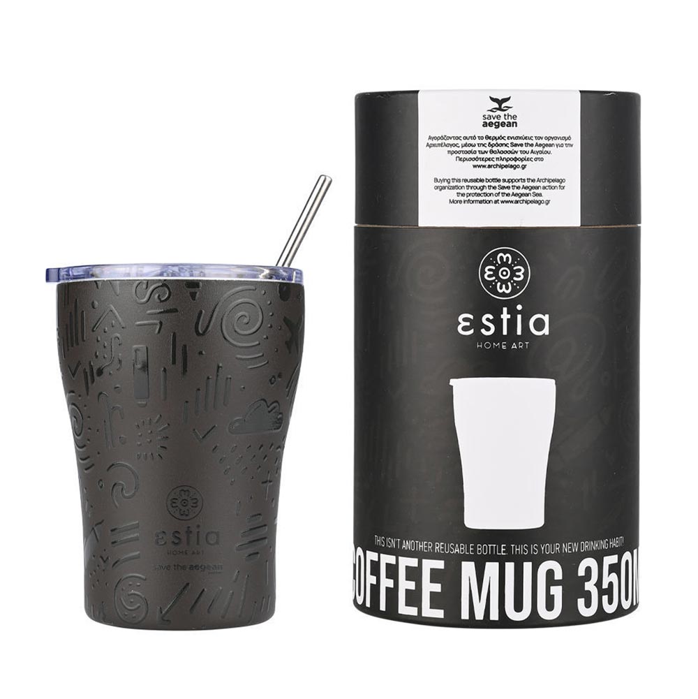 Ποτήρι Θερμός Ανοξείδωτο Coffee Mug Save The Aegean - Noir Echo 350ml 22891 Estia - 2