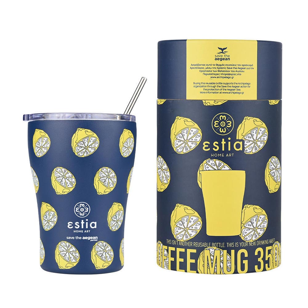 Ποτήρι Θερμός Ανοξείδωτο Coffee Mug Save The Aegean - Citrus Infusion 350ml 22952 Estia - 1