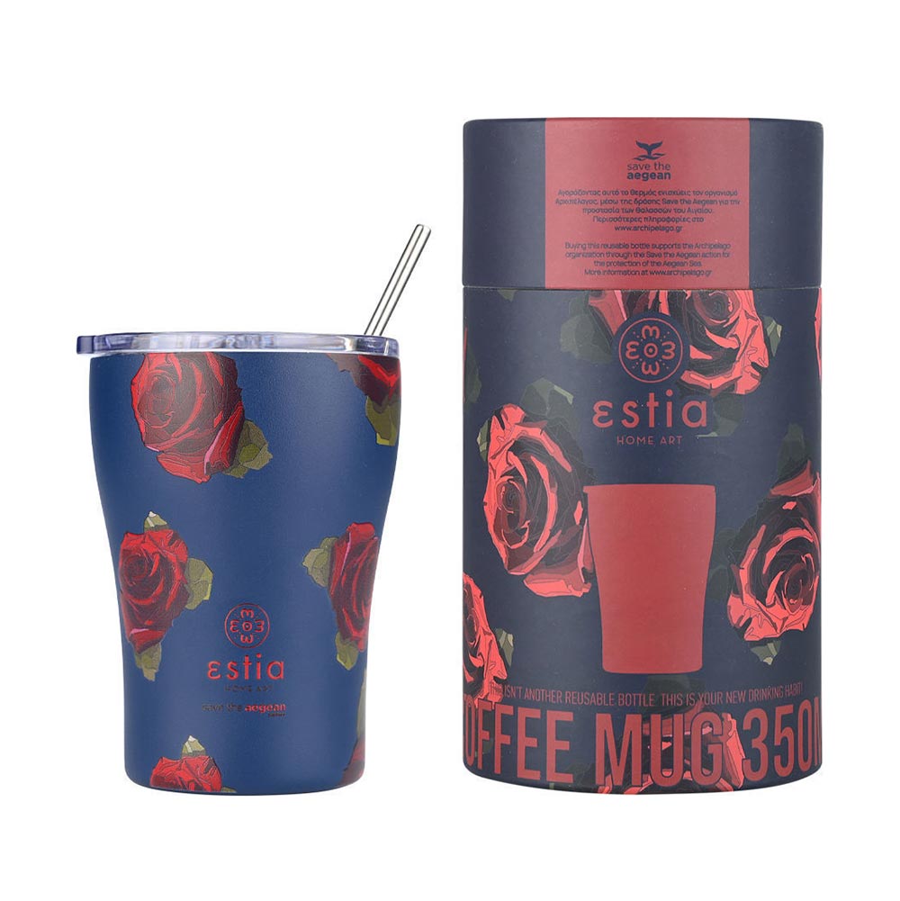 Ποτήρι Θερμός Ανοξείδωτο Coffee Mug Save The Aegean	- Electric Roses 350ml 22969 Estia - 1