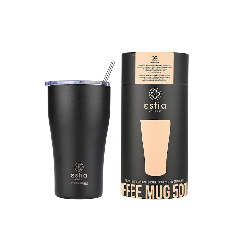 Ποτήρι Θερμός Ανοξείδωτο Coffee Mug Save The Aegean - Midnight Black 500ml 23122 Estia - 2