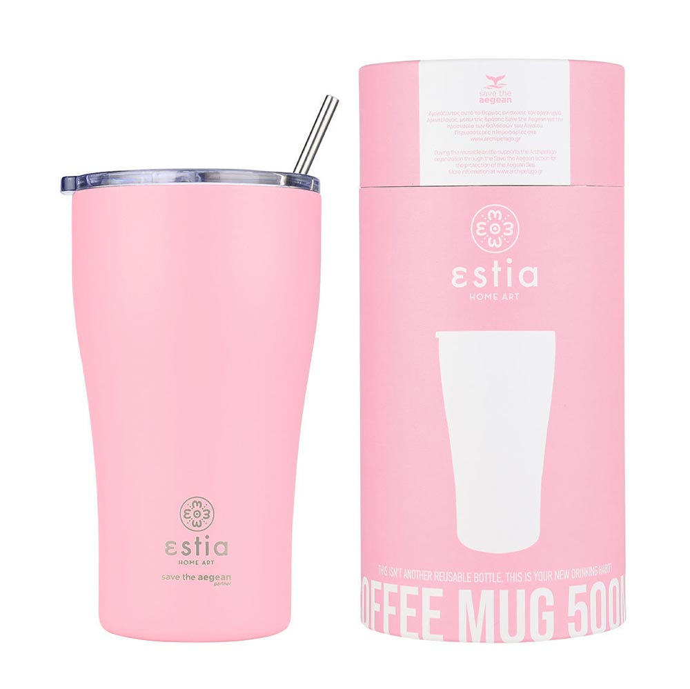 Ποτήρι Θερμός Ανοξείδωτο Coffee Mug Save The Aegean	- Blossom Rose 500ml 23157 Estia - 1